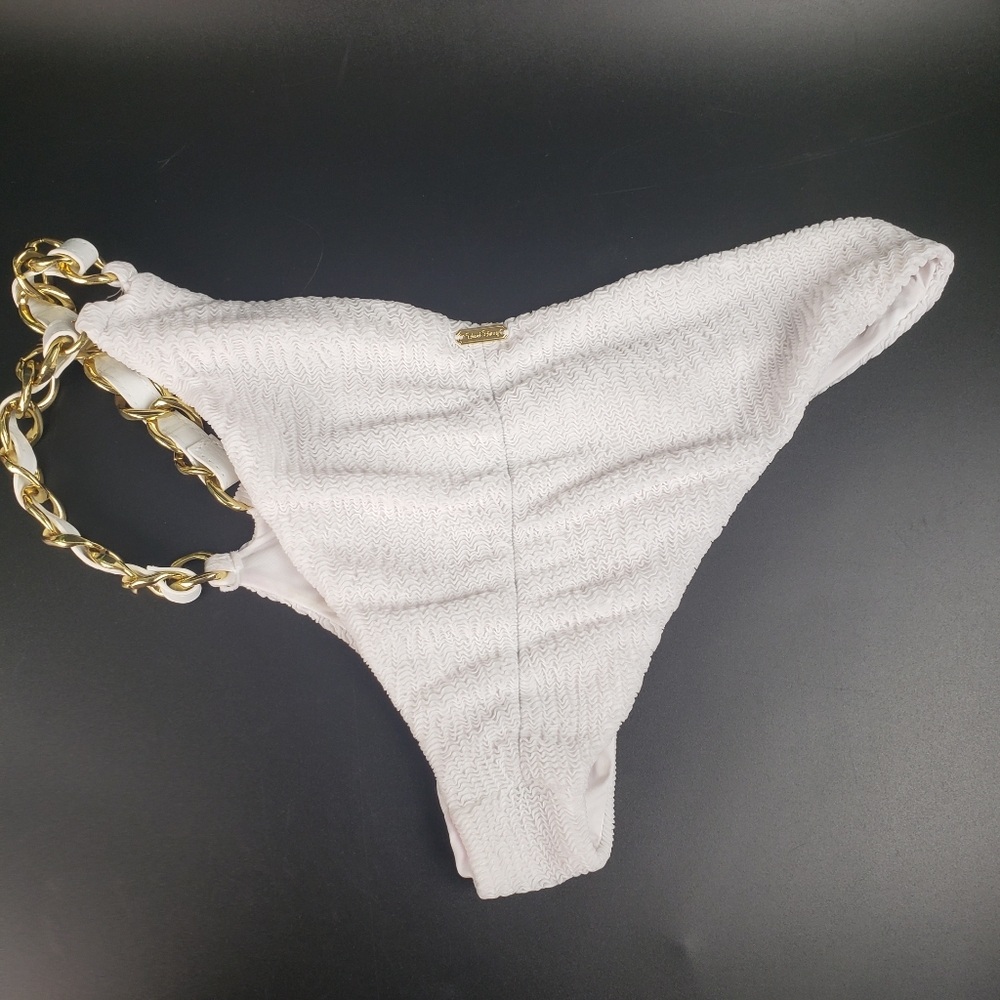 Beach Bunny White w/ Chain Bikini Cheeky Bottoms - Swim Resort Cruise Breanna XL - Picture 10 of 13